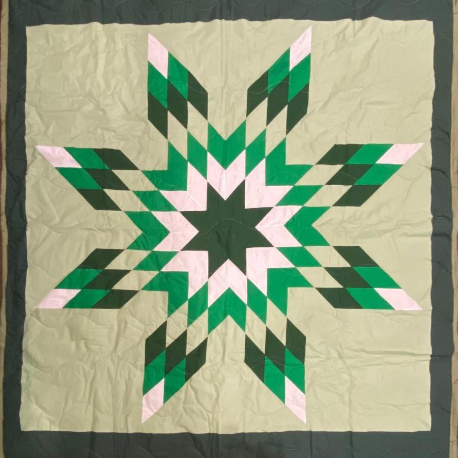 Green Full Sized Star Quilt Lakota Made